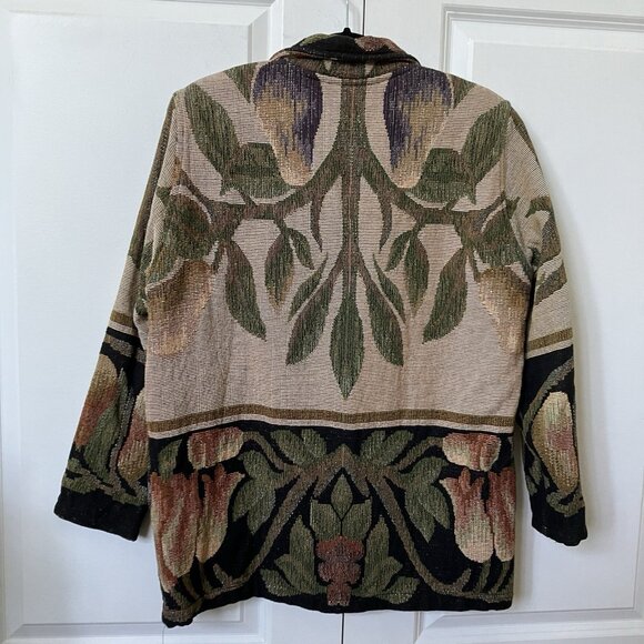 Vintage Painted Pony Blazer Womens Floral Tapestry Black Brown Jacket Western 90 - Picture 5 of 9